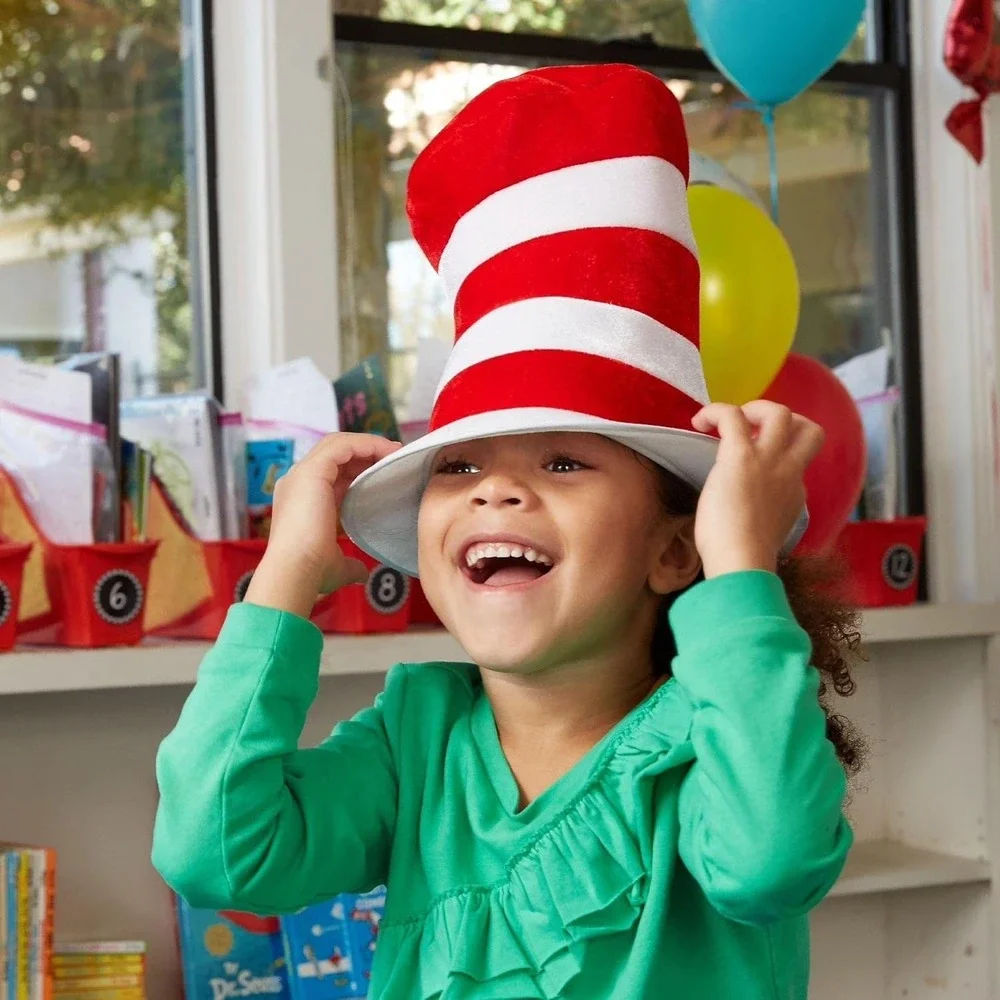 Dr. Seuss Cat in the Hat Child Boy Girl Costume Hat Red White Striped Felt NWT